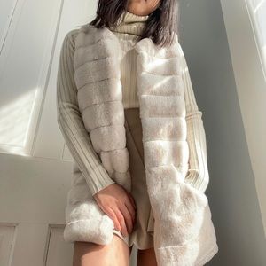 Quilted luxury knit faux fur vest